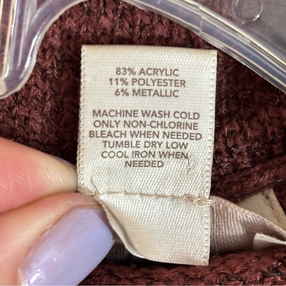 LOFT outlet long line flyaway maroon shimmer sweater, Small, EUC - Picture 5 of 6